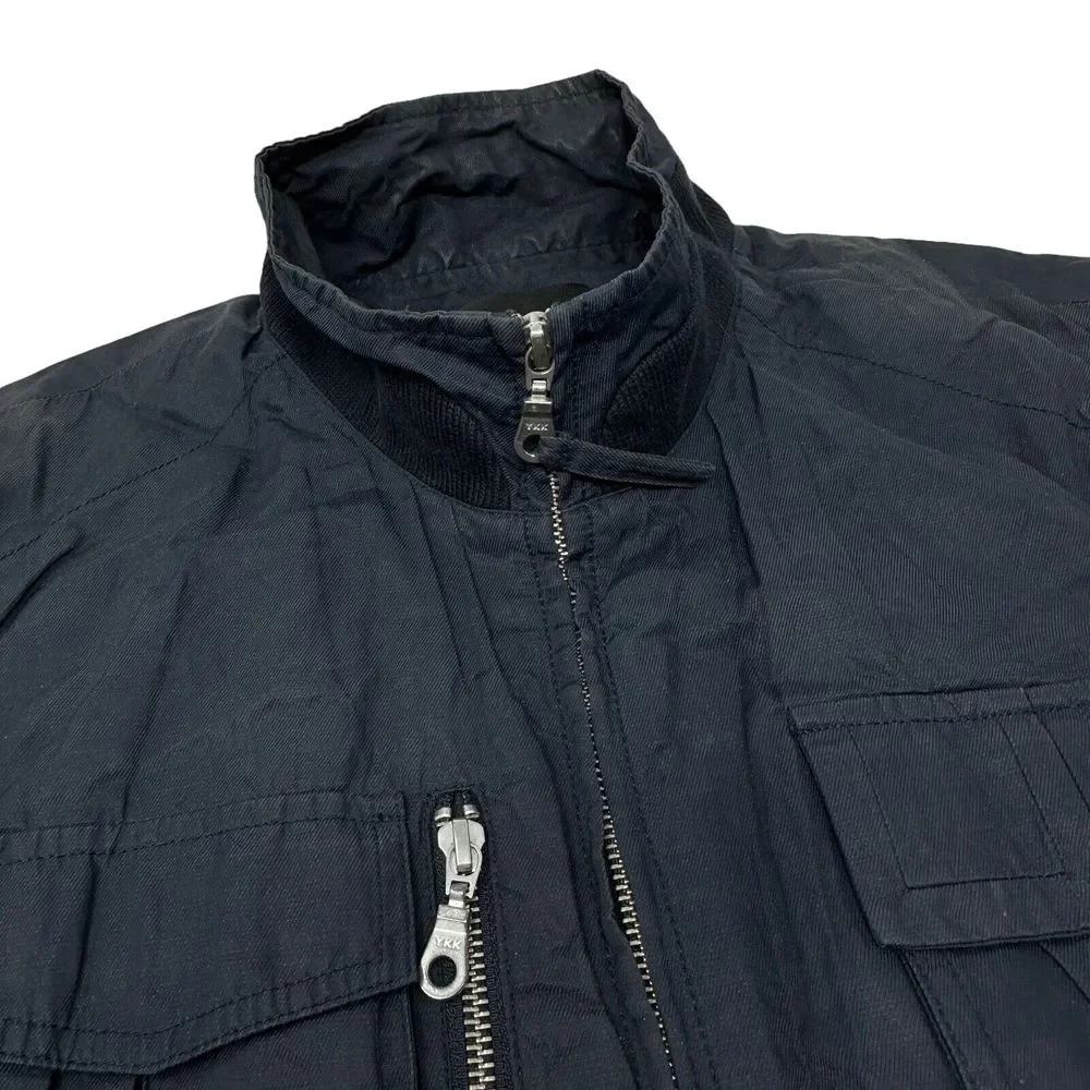 PAUL LA FONTAINE‎ Mens Navy Blue Full Zip Jacket Lined Pockets Buckles Medium